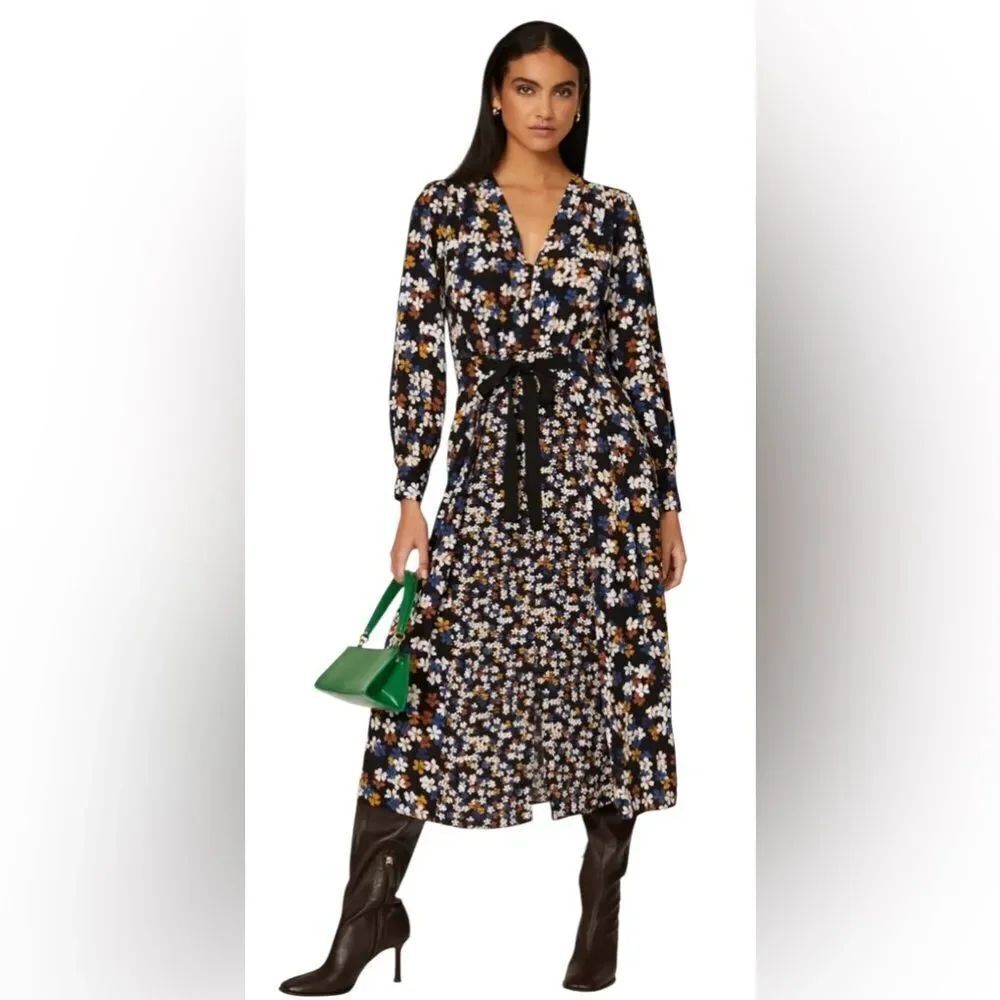 Jason Wu Floral Tie Waist Midi Dress Size 2